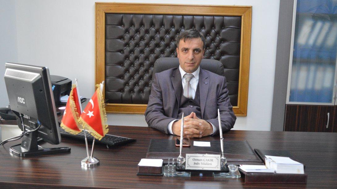 İlçe Milli Eğitim  Müdür Vekilimiz Osman ÇAKIR Cumhuriyet Bayramının 96.Yıl Dönümü Mesajı 